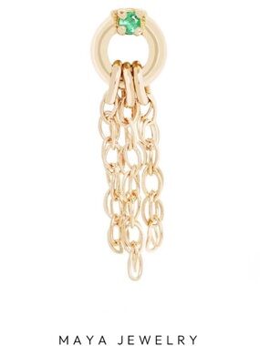 Vega by Maya 14k YG Chain Tassel and Tsavorite Gemstone Threadless End